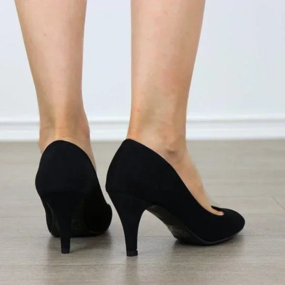 Closed Toe Low Mid Heel Dress Velvet Pump - Picture 12 of 16